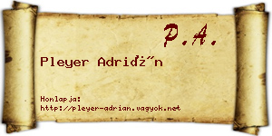 Pleyer Adrián névjegykártya